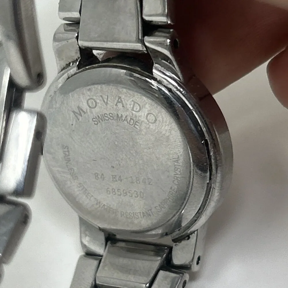 Movado Amorosa Watch 84 E4 1842 Stainless Water Resistant Saphhire Crystal